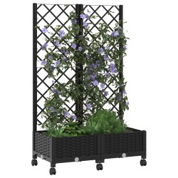 Bac de jardin avec treillis et roues Noir 80 x 40 x 131,5 cm PP 646448646448
