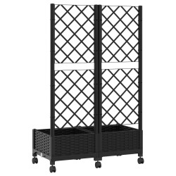 Bac de jardin avec treillis et roues Noir 80 x 40 x 131,5 cm PP 646448646448