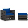 Salon de jardin 2 pcs avec coussins Bois imprégné de gris 646450646450