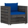 Salon de jardin 2 pcs avec coussins Bois imprégné de gris 646450646450