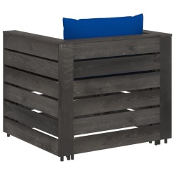 Salon de jardin 2 pcs avec coussins Bois imprégné de gris 646450646450