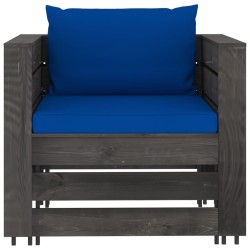 Salon de jardin 2 pcs avec coussins Bois imprégné de gris 646450646450