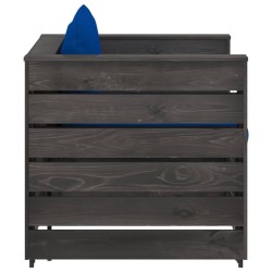 Salon de jardin 2 pcs avec coussins Bois imprégné de gris 646450646450