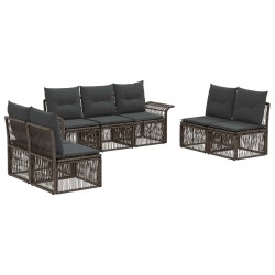 Ensemble de canapé de jardin 7 pcs Gris polyrotin 646453646453