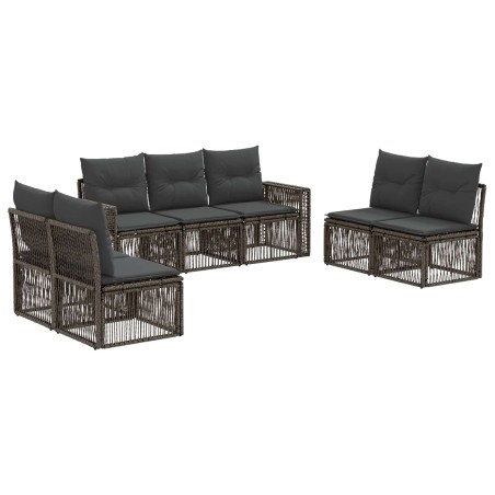 Ensemble de canapé de jardin 7 pcs Gris et Gris foncé polyrotin 646454646454
