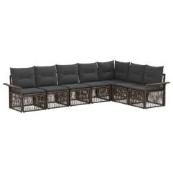 Ensemble de canapé de jardin 7 pcs Gris polyrotin 646455646455