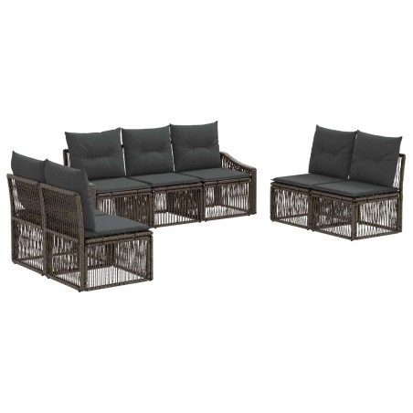 Ensemble de canapé de jardin 7 pcs Gris polyrotin 646456646456