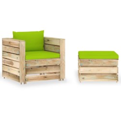 Salon de jardin 2 pcs avec coussins Bois imprégné de vert 646458646458