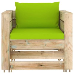 Salon de jardin 2 pcs avec coussins Bois imprégné de vert 646458646458