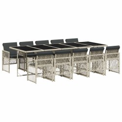 Ensemble à manger de jardin 11pcs avec coussins gris poly rotin 646462646462