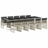 Ensemble à manger de jardin 11pcs avec coussins gris poly rotin 646462646462