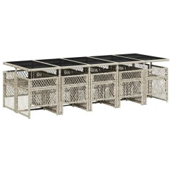 Ensemble à manger de jardin 11pcs avec coussins gris poly rotin 646462646462