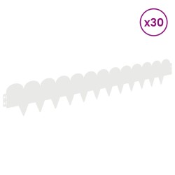 Bordure de Pelouse 30 pcs 103 x 15 cm Acier Blanc 646472646472