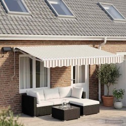 Cadre de store manuel avec LEDs Gris clair et blanc 4,5 × 3 m 646483646483