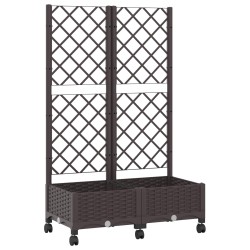 Bac de jardin avec treillis et roues Marron 80 x 40 x 131,5 cm 646508646508