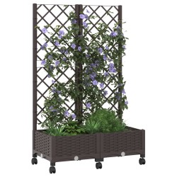 Bac de jardin avec treillis et roues Marron 80 x 40 x 131,5 cm 646508646508