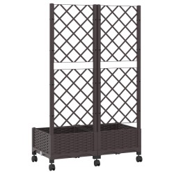 Bac de jardin avec treillis et roues Marron 80 x 40 x 131,5 cm 646508646508