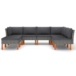 Salon de jardin 8 pcs avec coussins Résine tressée Gris 646512646512
