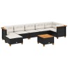 Salon de jardin 8 pcs avec coussins noir résine tressée 646515646515