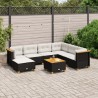 Salon de jardin 8 pcs avec coussins noir résine tressée 646516646516
