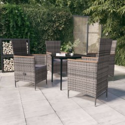 Ensemble à manger de jardin avec coussins 5 pcs Gris 646520646520