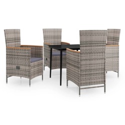 Ensemble à manger de jardin avec coussins 5 pcs Gris 646520646520