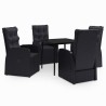 Ensemble à manger de jardin avec coussins 5 pcs Noir 646521646521