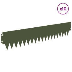 Bordure de Pelouse 10 pcs 103 x 20 cm métal Vert olive 646536646536