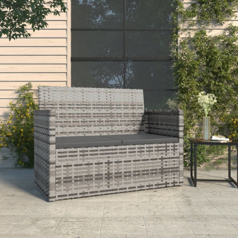 Banc de jardin avec coussins Gris 105 cm Résine tressée 646540646540