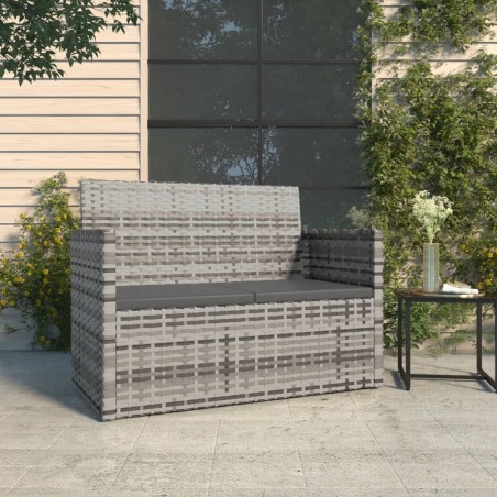 Banc de jardin avec coussins Gris 105 cm Résine tressée 646540646540