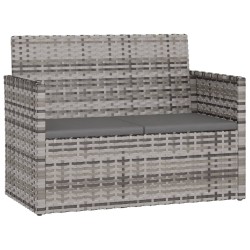 Banc de jardin avec coussins Gris 105 cm Résine tressée 646540646540