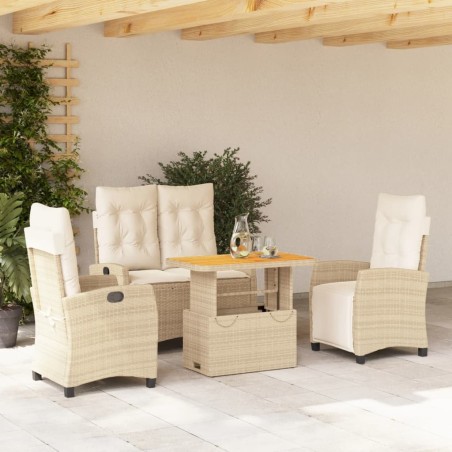 Ensemble à manger de jardin coussins 4 pcs beige résine tressée 646548646548
