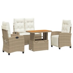 Ensemble à manger de jardin coussins 4 pcs beige résine tressée 646548646548