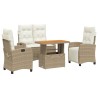 Ensemble à manger de jardin coussins 4 pcs beige résine tressée 646548646548