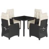 Ensemble à manger de jardin coussins 5pcs Noir Résine tressée 646556646556
