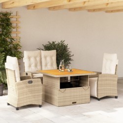 Ensemble à manger de jardin coussins 4 pcs beige résine tressée 646560646560