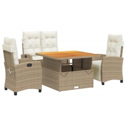 Ensemble à manger de jardin coussins 4 pcs beige résine tressée 646560646560