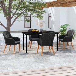 Ensemble à manger de jardin avec coussins 5 pcs Noir 646562646562
