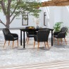 Ensemble à manger de jardin avec coussins 5 pcs Noir 646562646562