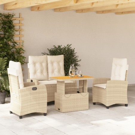 Ensemble à manger de jardin coussins 4 pcs beige résine tressée 646564646564