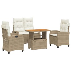 Ensemble à manger de jardin coussins 4 pcs beige résine tressée 646564646564