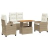 Ensemble à manger de jardin coussins 4 pcs beige résine tressée 646564646564