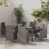 Salon de jardin 7 pcs avec coussins Résine tressée Gris 646567646567