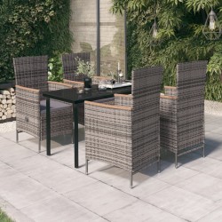 Ensemble à manger de jardin avec coussins 5 pcs Gris 646568646568