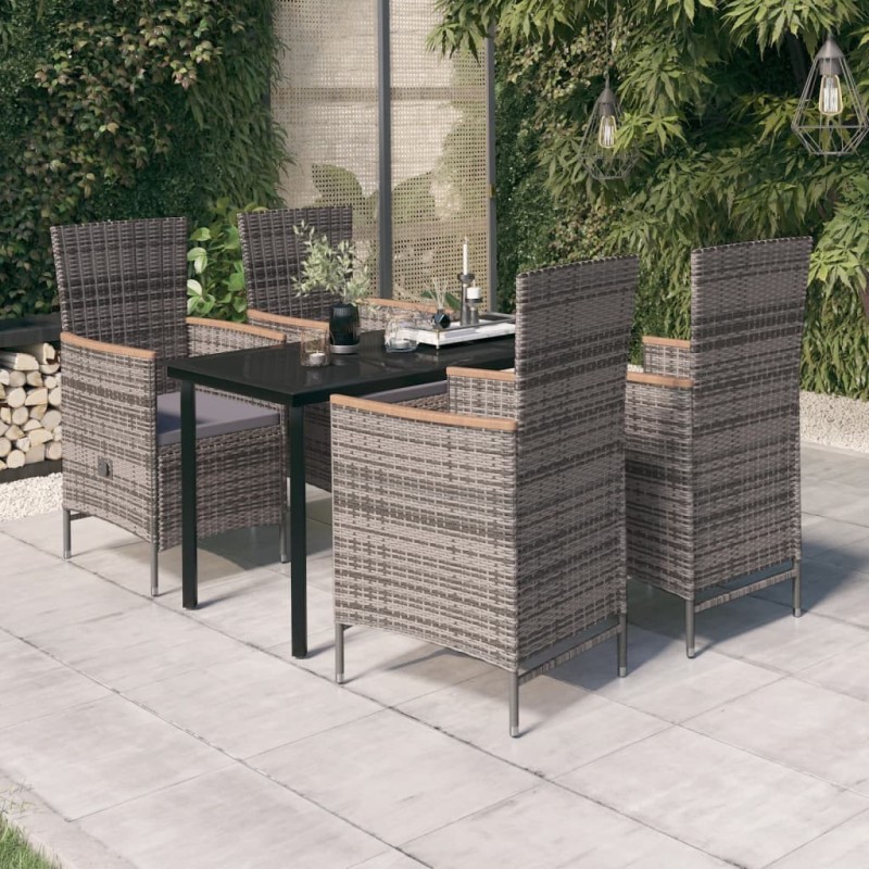 Ensemble à manger de jardin avec coussins 5 pcs Gris 646568646568