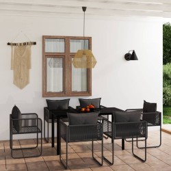 Ensemble à manger de jardin 7 pcs Noir 646570646570