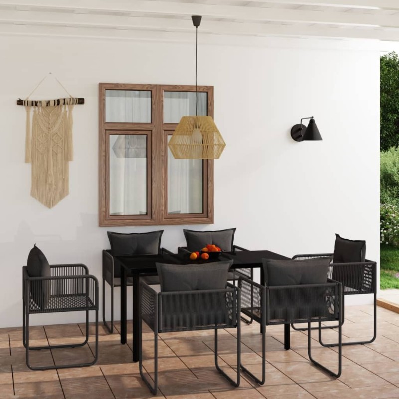 Ensemble à manger de jardin 7 pcs Noir 646570646570