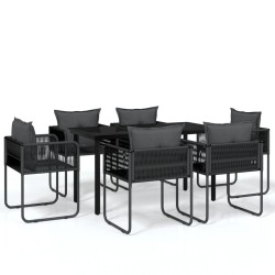 Ensemble à manger de jardin 7 pcs Noir 646570646570