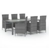 Salon de jardin 7 pcs avec coussins Résine tressée Gris 646573646573