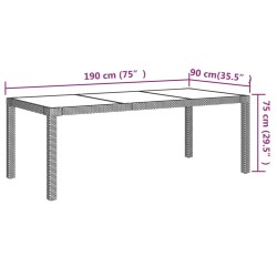 Salon de jardin 7 pcs avec coussins Résine tressée Gris 646573646573